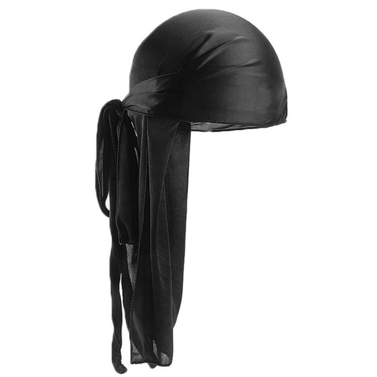 SILKY SATIN DURAG LONG TAIL BLK